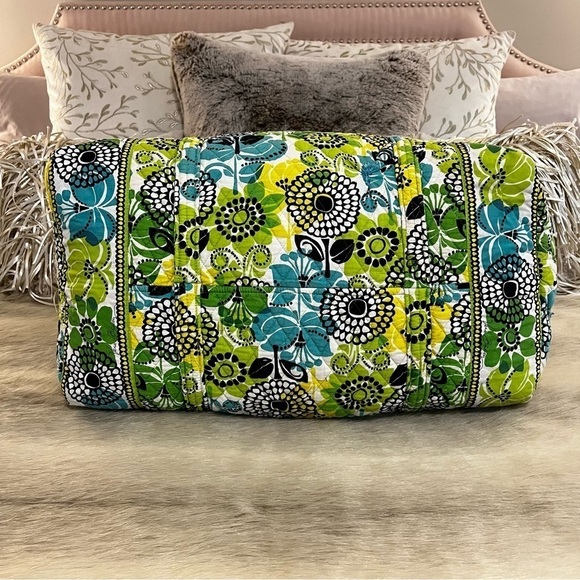 VERA BRADLEY Line Up Large Duffle Bag 2 Handles Yellow Green Floral REPAIRED - Picture 9 of 14